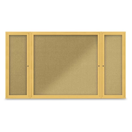 Indoor Enclosed Combo Board,48x36,Gold Frame/White Porcelain & Cloud